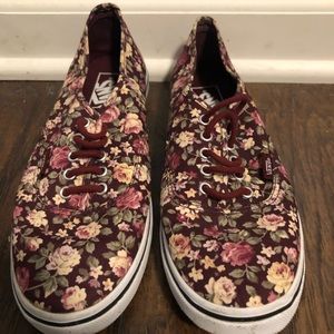 Burgundy Floral Vans